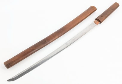 Antique Omi no Kami Fujiwara Wakizashi w/ Scabbard