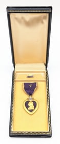 US Military Merit Purple Heart w/ Acorn, Collar Pin, & Case