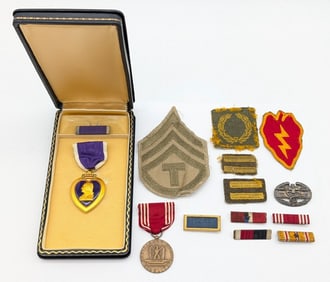 WWII Named Soldier Ribbon & Medal Set
