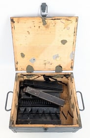 (18) WWII British Sten Gun Magazines w/ Crate