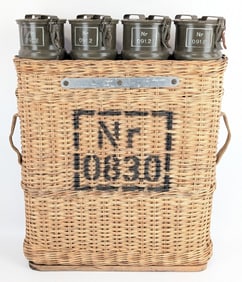 WWII German Wicker 105mm Artillery Shell Basket