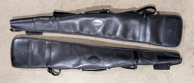 (2) Authentic Holland & Holland .500 H&H Black Leather Cases