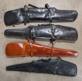 (4) Quality Leather Saddle Scabbard Gun Cases