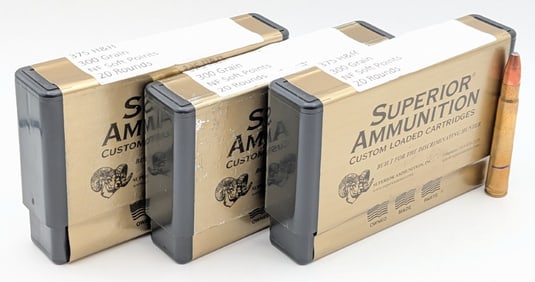 60 Rnds of Superior Ammunition 375 H&H 300gr NF SP