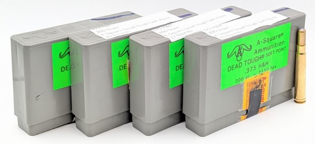 61 Rnds of A-Square Ammunition 375 H&H 300gr Dead Tough SP