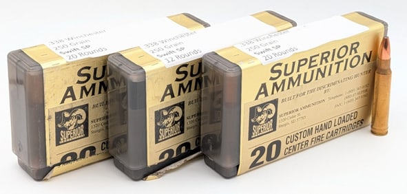 52 Rnds of Superior Ammunition .338 WIN 250gr Swift SP