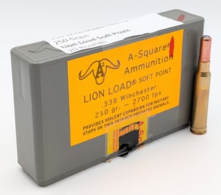 17 Rnds of A-Square Ammunition .338 WIN 250gr Lion Load SP