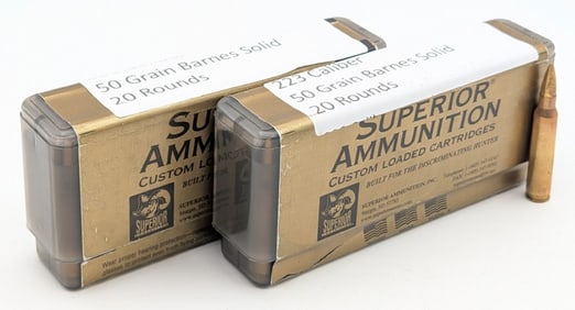 40 Rnds of Superior Ammunition 223 Caliber 50gr Barnes Solid