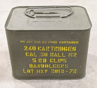 240 Rnds Cal 30 Ball M2 Cartridges w/ Ammo Can