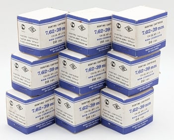 180 Rnds of Russian 7.62x39mm 124gr HP LCB Cartridges