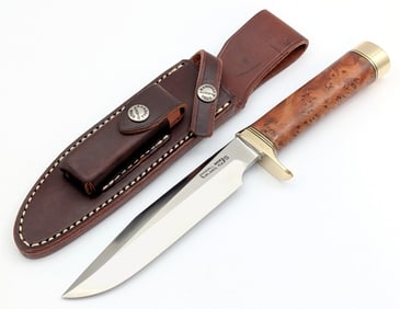 Randall Model 1 6in Thuya Burl Wood All Purpose Fighter w/ Sheath