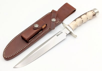 Randall Model 1 8in Finger Groove Stag All Purpose Fighter w/ Sheath