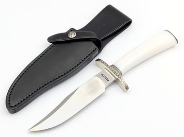Custom Engraved David Perdue Randall Nordic Special 6" Ivorite Bowie Knife w/ Sheath