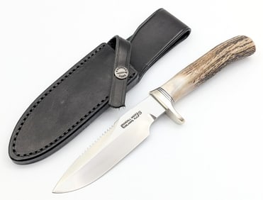 Randall Stag Combat Companion Knife has Sawtooth Grind w/ Sheath