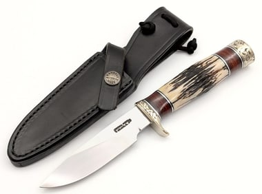 Custom Engraved Randall Model 26 Stag Pathfinder Knife w/ Sheath