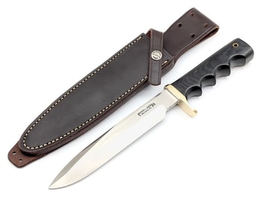 Randall Model 16 Finger Groove Micarta Divers Knife w/ Waxed Sheath