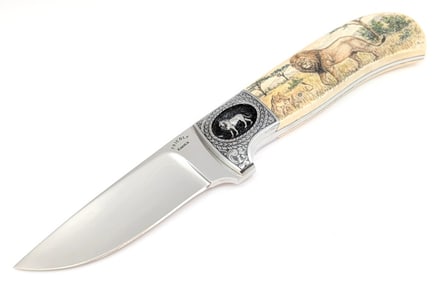 Dennis Friedly Knives Engraved & Scrimshaw Exotic Bone Hunter