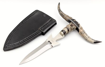 Louis Longhorn Horn Handle Push Dagger w/ Sheath