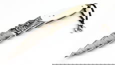 William Henry Fine Knives 1 of 1 Damascus Mokume Gane Warthog Tusk Folding Knife w/ Box