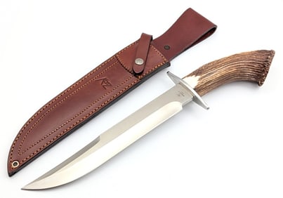 KatZ Knives Crown Stag Bowie Knife w/ Sheath