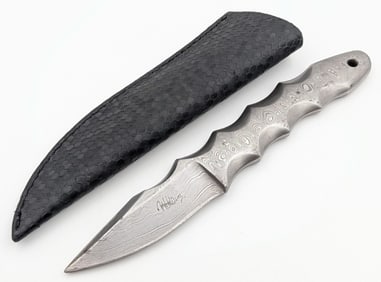 Custom William One Piece Solid Damascus Knife w/ Sheath