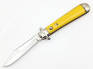 Shur-Snap Colonial Synth Yellow Bowtie Switchblade Fishing Knife