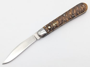 Schrade Cut Co Jigged Bone Press Button Switchblade Knife