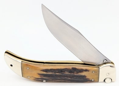 Rare Ka-Bar Stag Large Grizzly Switchblade Knife