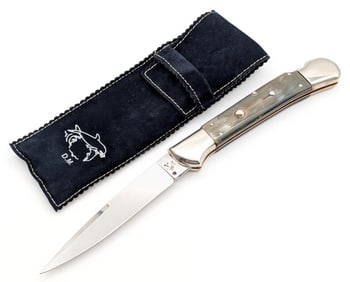 Dolphin DM Arosa Italian Horn Handle Switchblade w/ Sheath