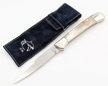 Dolphin DM Arosa Italian Horn Handle Left Handed Switchblade w/ Sheath