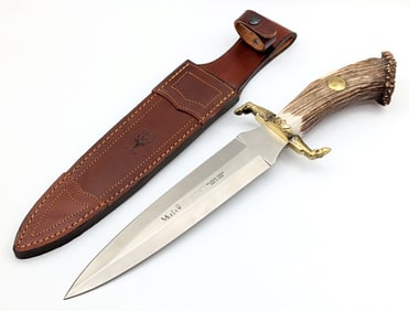 Spanish Muela Rehalero Crown Stag Double Edged Hunting Dagger w/ Sheath