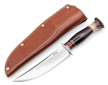 2015 Jim Behring Treeman Pinned Crown Stag Skinner w/ Sheath