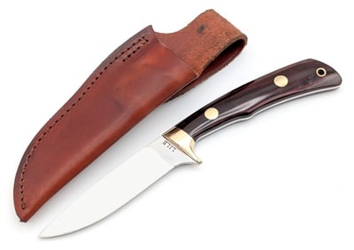 Early James Lile Smooth Wood Drop Point Hunter w/ Sheath