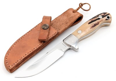 Lou Hegedus Stag Fixed Blade Hunting Knife w/ Sheath