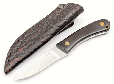 Kinsey Custom Fixed Blade Hunting Knife w/ Buffalo Hide Sheath