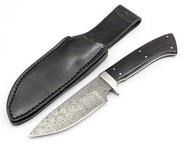 Stamascus Knife Works Damascus Fixed Blade Hunter w/ Sheath