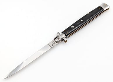13in Italian Buffalo Horn Swing Bolster Switchblade Knife