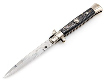 8in Italian Romanelli Import Horn Handle Pick Lock Switchblade