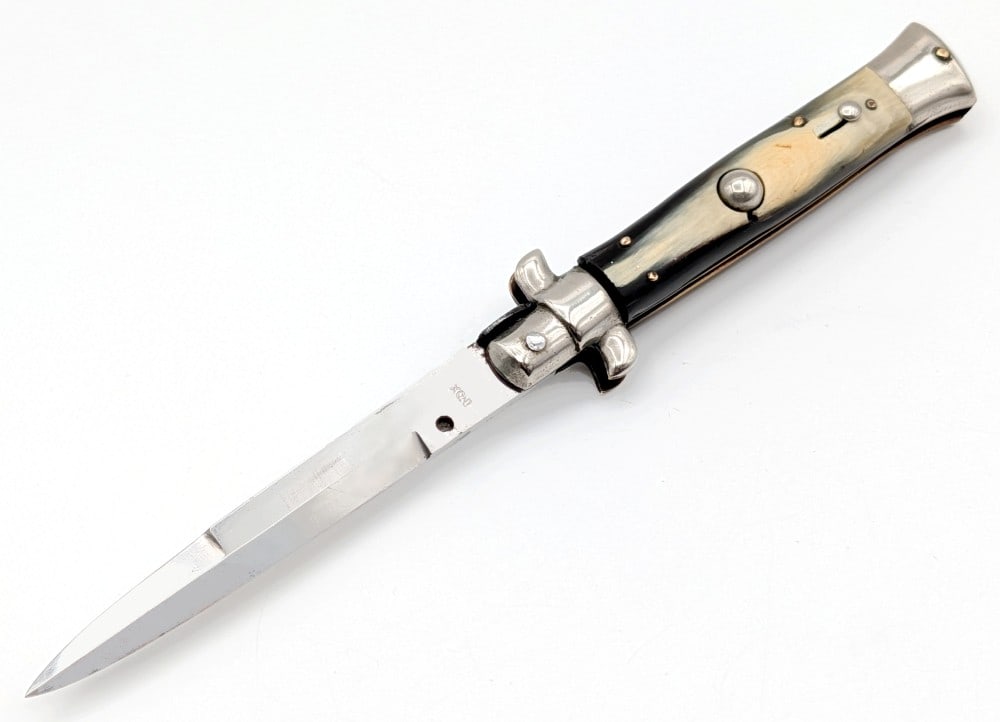 8in Inox Italy Horn Handle Pick Lock Switchblade Knife (1 of 8)