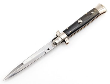 8in Italian Horn Handle Pick Lock Switchblade