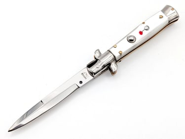 7in Dolphin D.M. Faux Pearl Pick Lock Switchblade