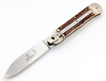 Hubertus Solingen Stag Lever Lock Switchblade Knife