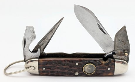 Antique Cattaraugus Jigged Bone Scout Knife 42219