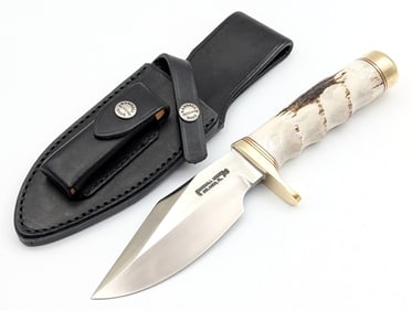 Randall Model 19 Finger Groove Stag Bushmaster Knife w/ Sheath