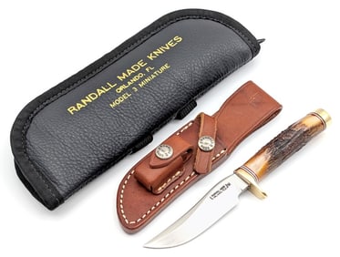 Randall Model 3M Stag Mini Hunter w/ Sheath & Soft Case
