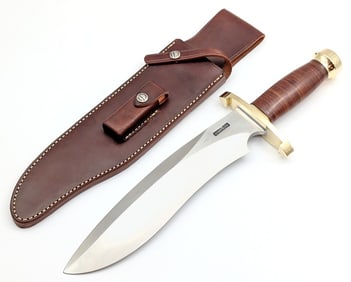 Randall Stacked Leather Sasquatch Big Bowie Knife w/ Sheath