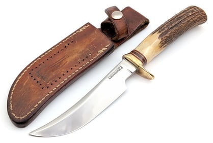 1970's Randall Model 4 5in Stag Big Game Skinner w/ Rough Back Sheath