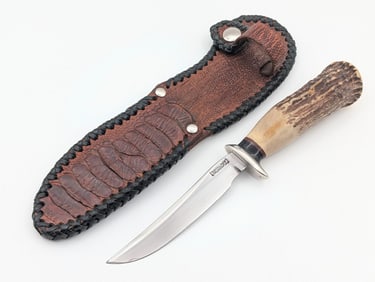 Custom Randall Model 7 Crown Stag Fisherman Knife w/ Alligator Sheath