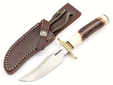 Randall Model 8-4X Engraved Stag Old Style Trout & Bird Knife w/ Sheath