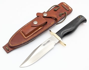 1970's Randall Model 15 Border Patrol Airman Knife w/ Rough Back Sheath